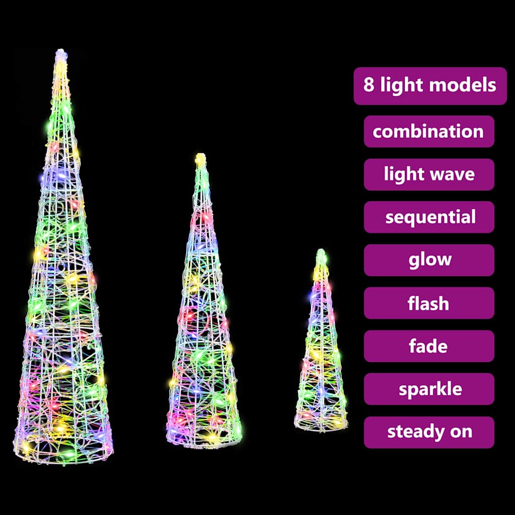 Sapin de Noël 3 pcs Multicolore 20 x 20 x 80 cm Acrylique - XIOS