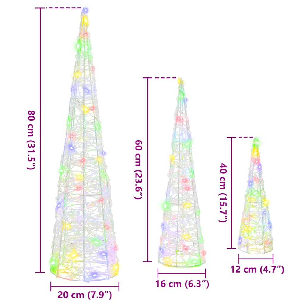 Sapin de Noël 3 pcs Multicolore 20 x 20 x 80 cm Acrylique - XIOS
