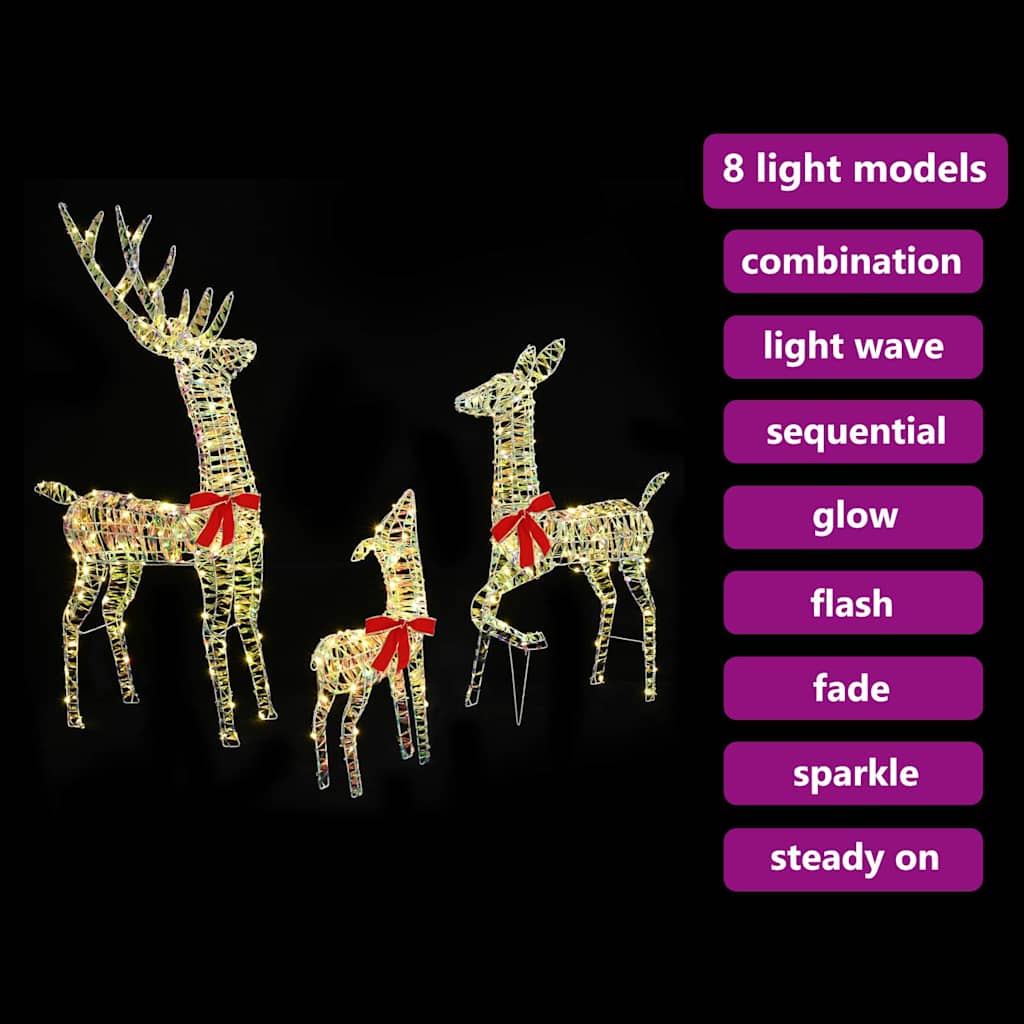 Famille Renne 3 pcs Blanc chaud 67 x 26 x 127 cm PET - XIOS