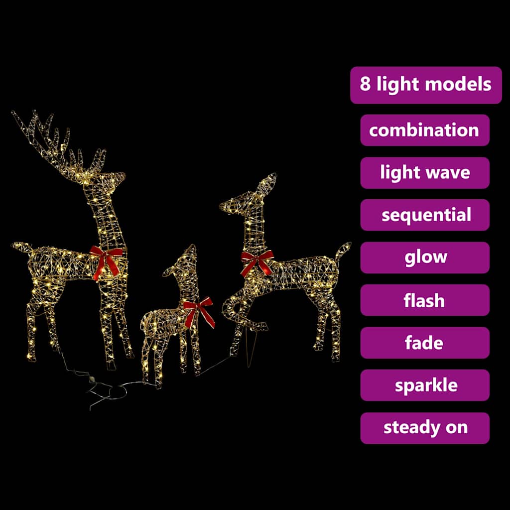 Famille Renne 3 pcs Blanc chaud 67 x 26 x 127 cm PET - XIOS