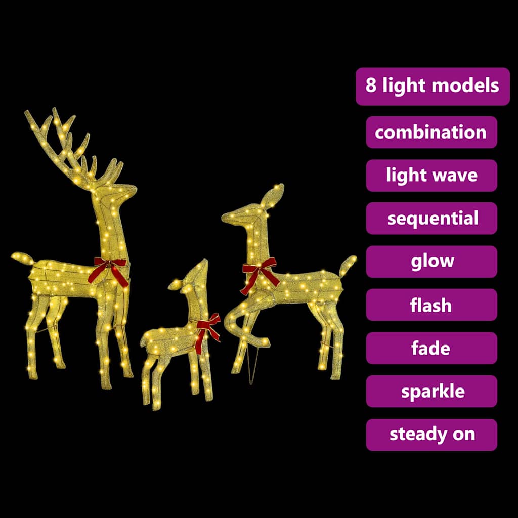 Famille de Rennes 3 pcs Blanc chaud 68 x 26 x 127 cm tissu - XIOS