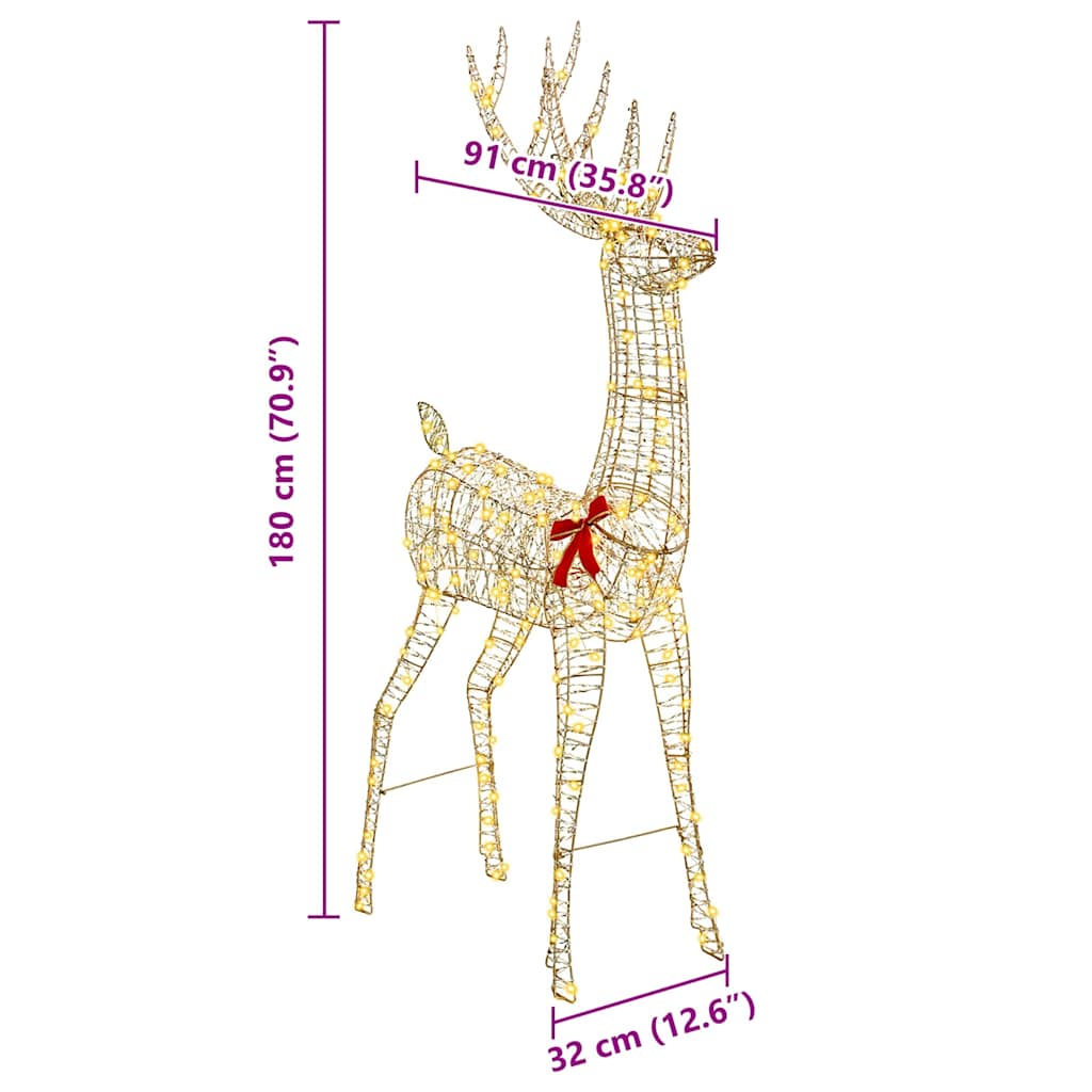 Renne 3D avec 250 LED Blanc chaud 180 cm PET - XIOS