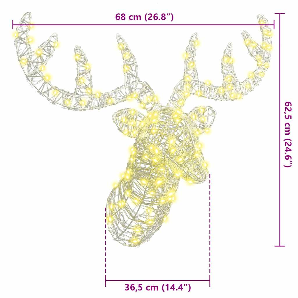Tête de Renne avec 140 LED Blanc chaud 60 cm Acrylique - XIOS