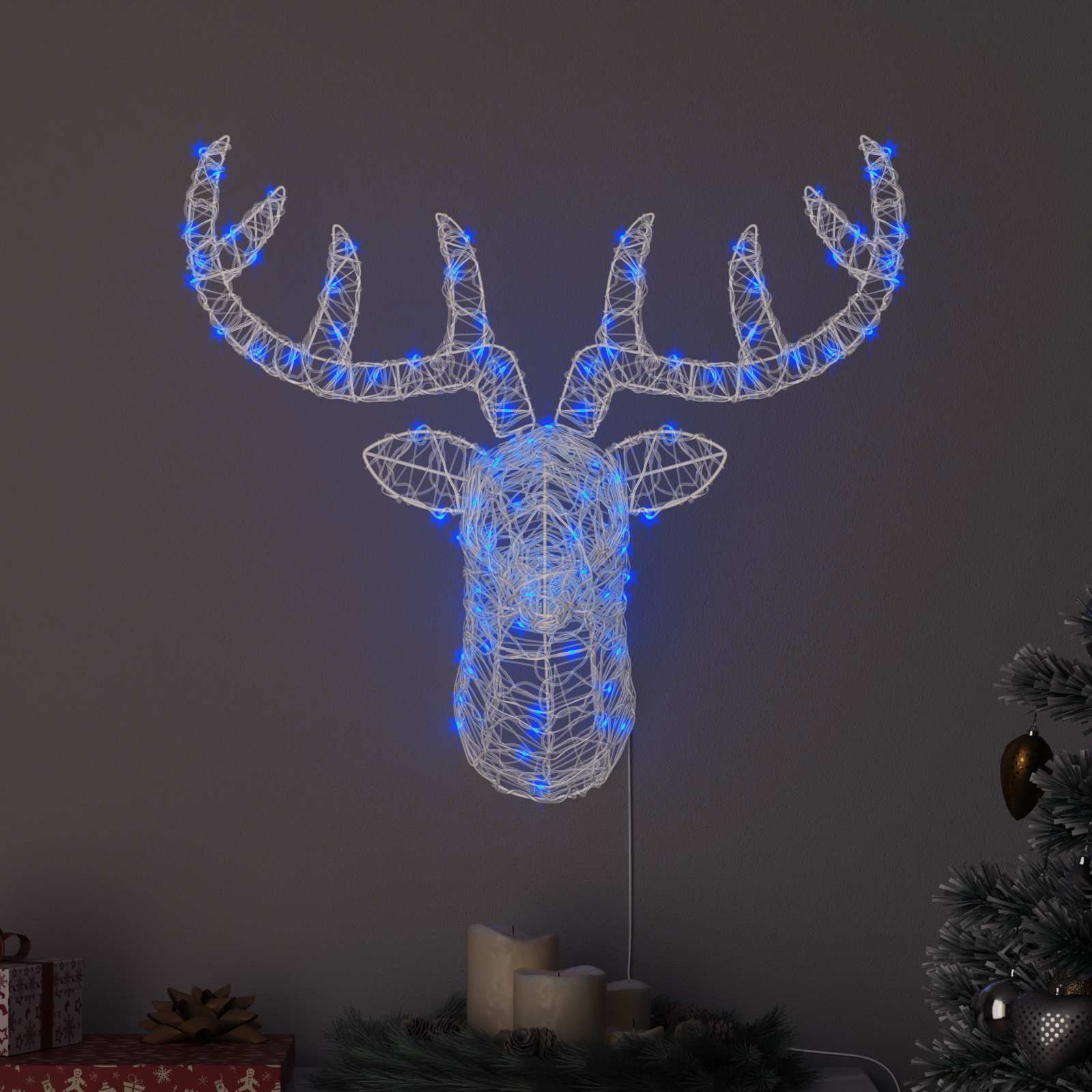 Tête de Renne avec 140 LED Bleu 68 x 36,5 x 62,5 cm Acrylique - XIOS