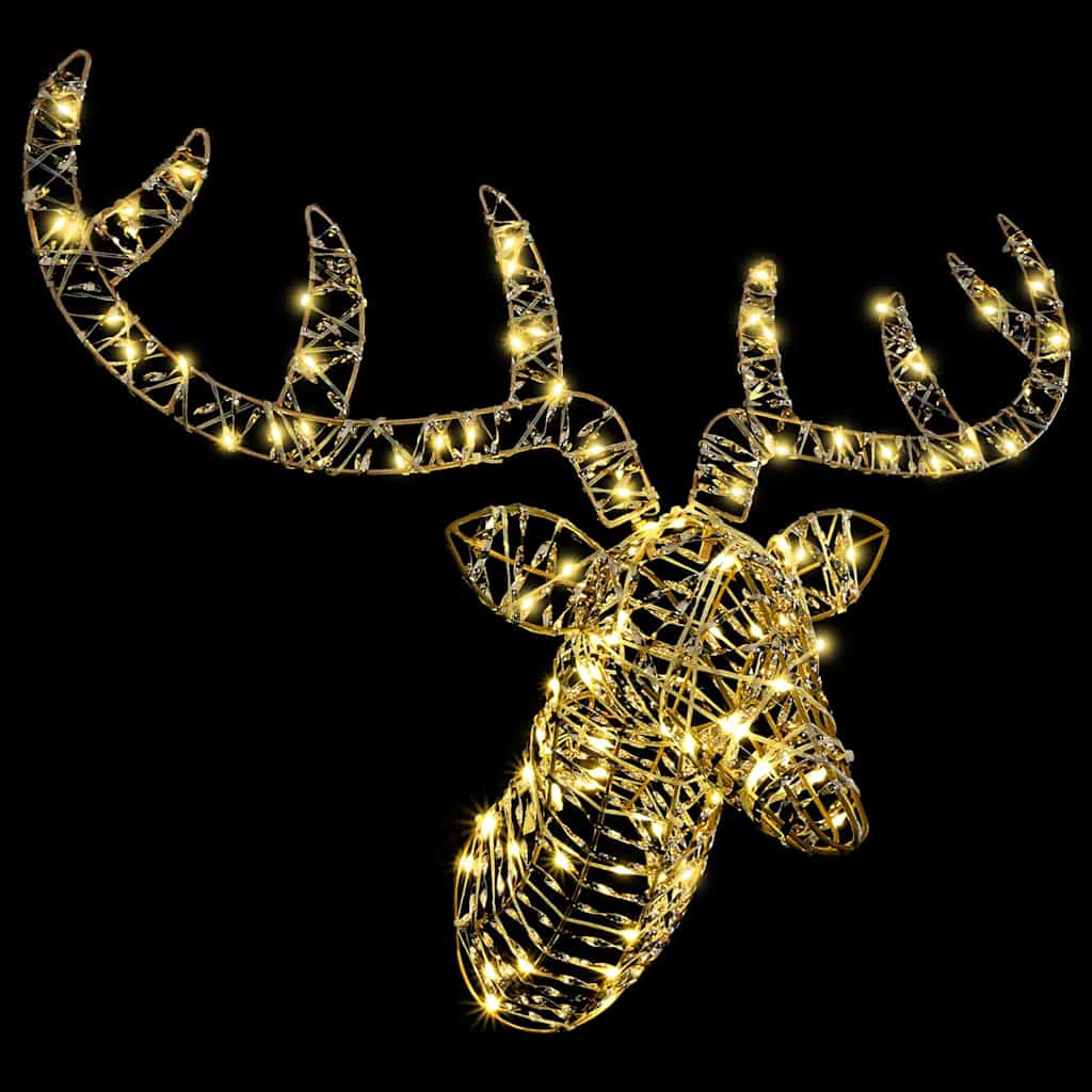 Traîneau tiré par un renne avec 140 LED Blanc chaud 60 cm Rotin - XIOS