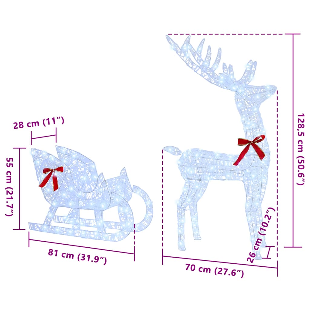 Traîneau tiré par un renne Blanc froid 70 x 26 x 128.5 cm - XIOS