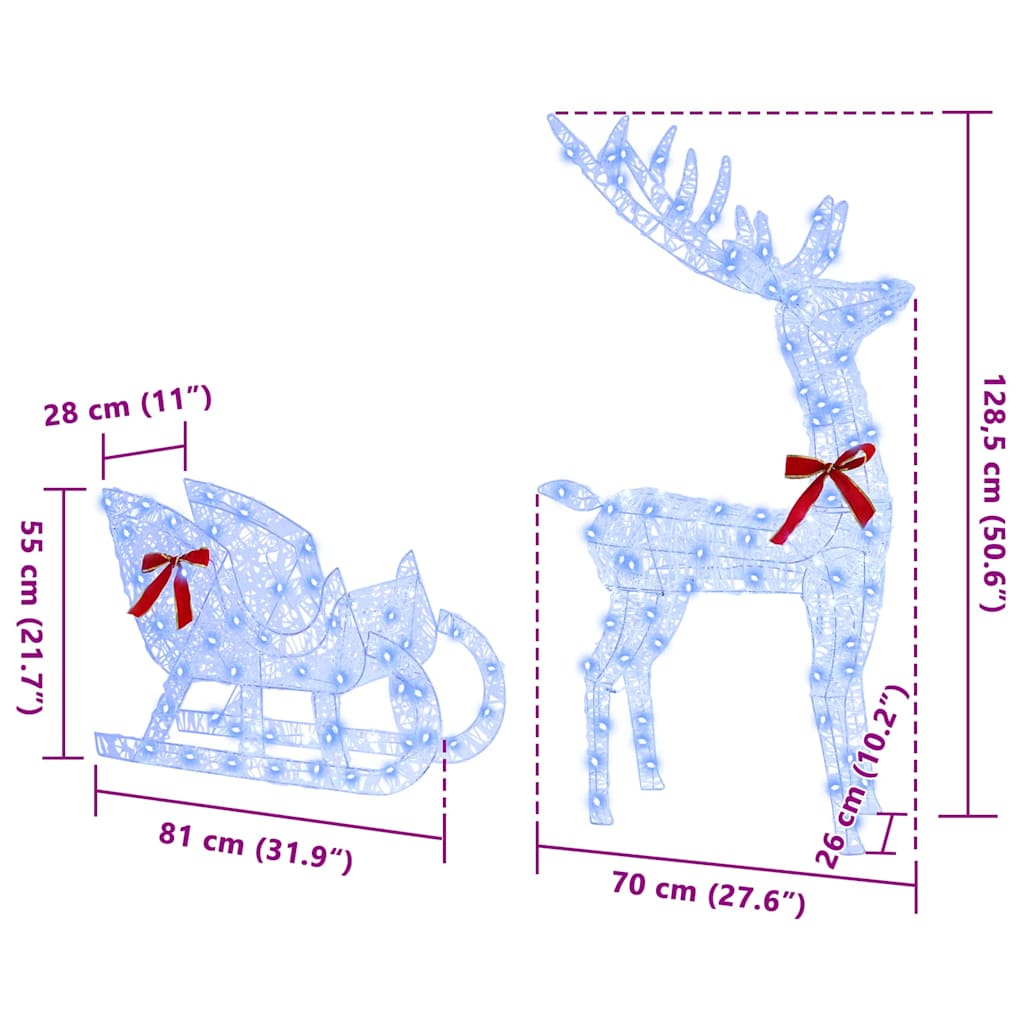 Traîneau tiré par un renne Bleu 70 x 26 x 128.5 cm Acrylique - XIOS