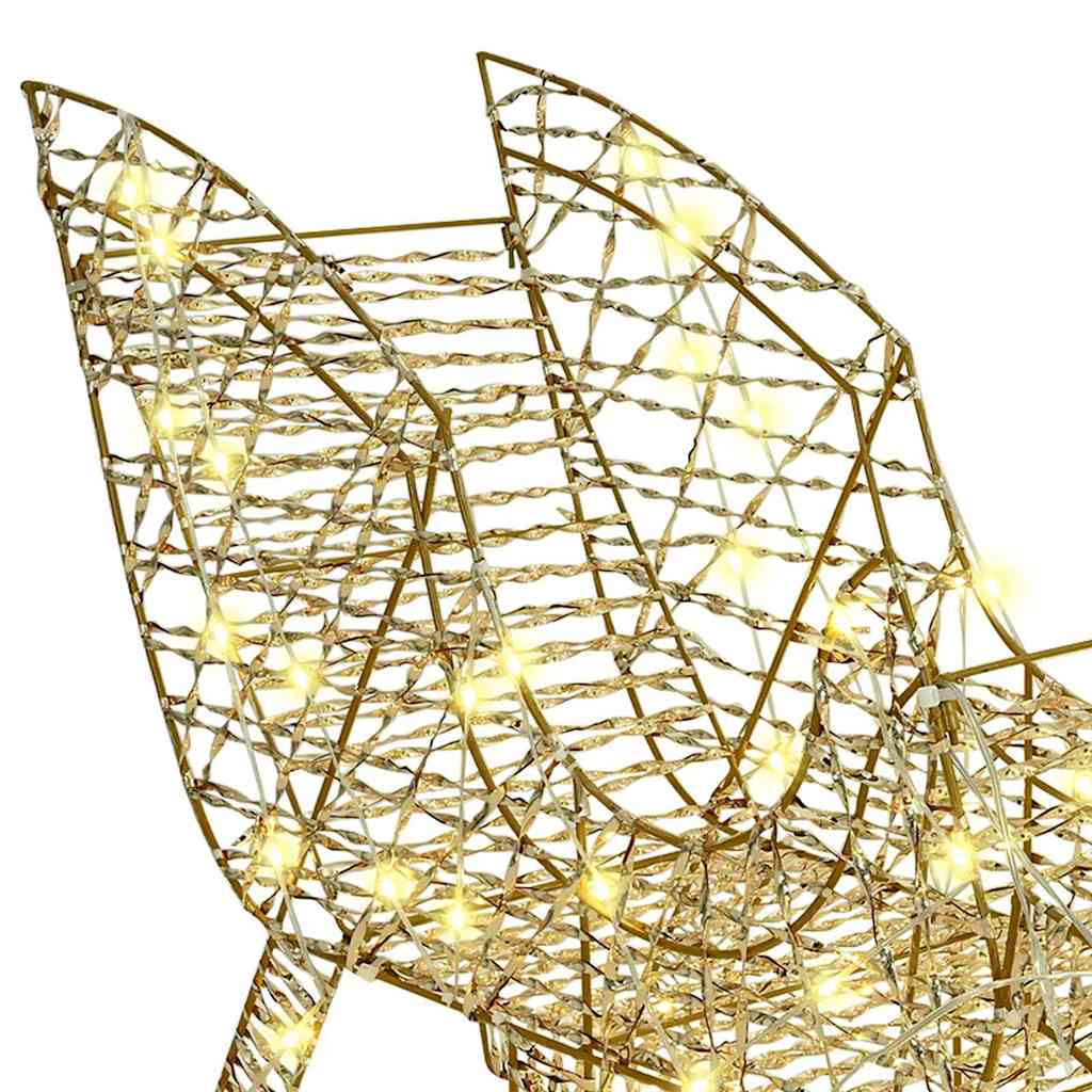 Traîneau tiré par un renne Blanc chaud 70 x 26 x 128,5 cm PET - XIOS