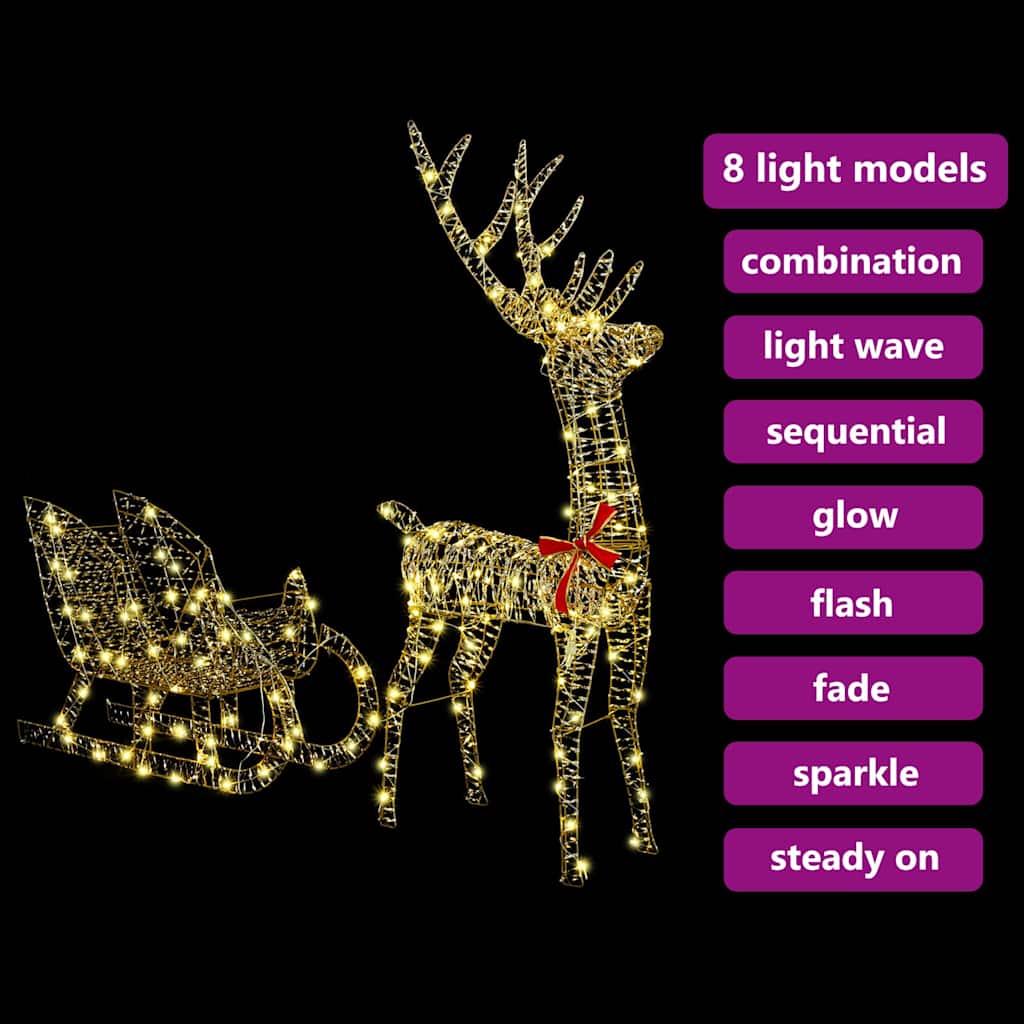 Traîneau tiré par un renne Blanc chaud 70 x 26 x 128,5 cm PET - XIOS