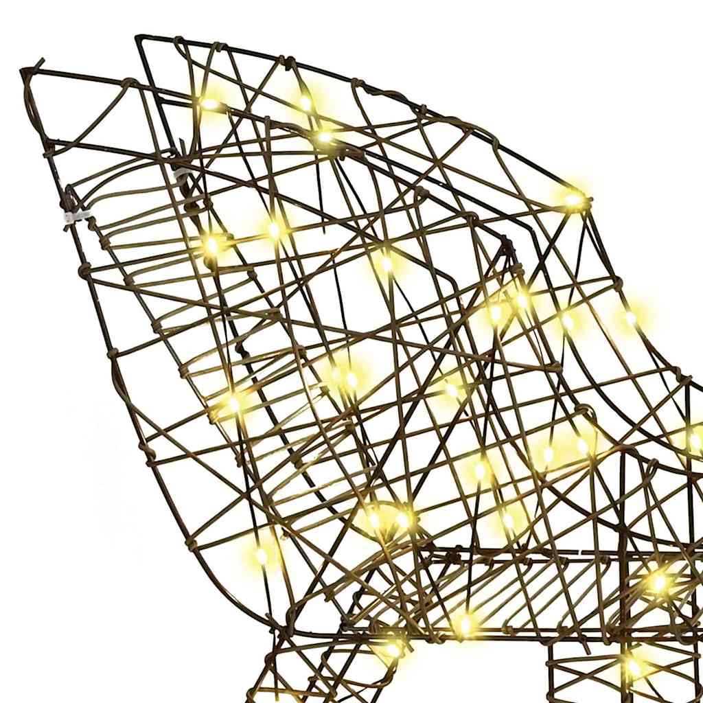 Traîneau tiré par un renne Blanc chaud 70 x 26 x 128,5 cm Rotin - XIOS