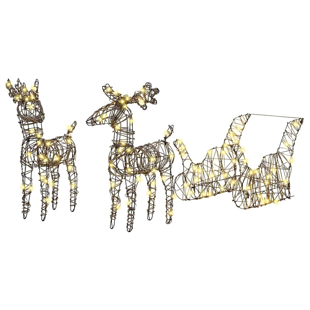 Traîneau tiré par un renne Blanc chaud 53 x 28 x 33 cm Rotin - XIOS