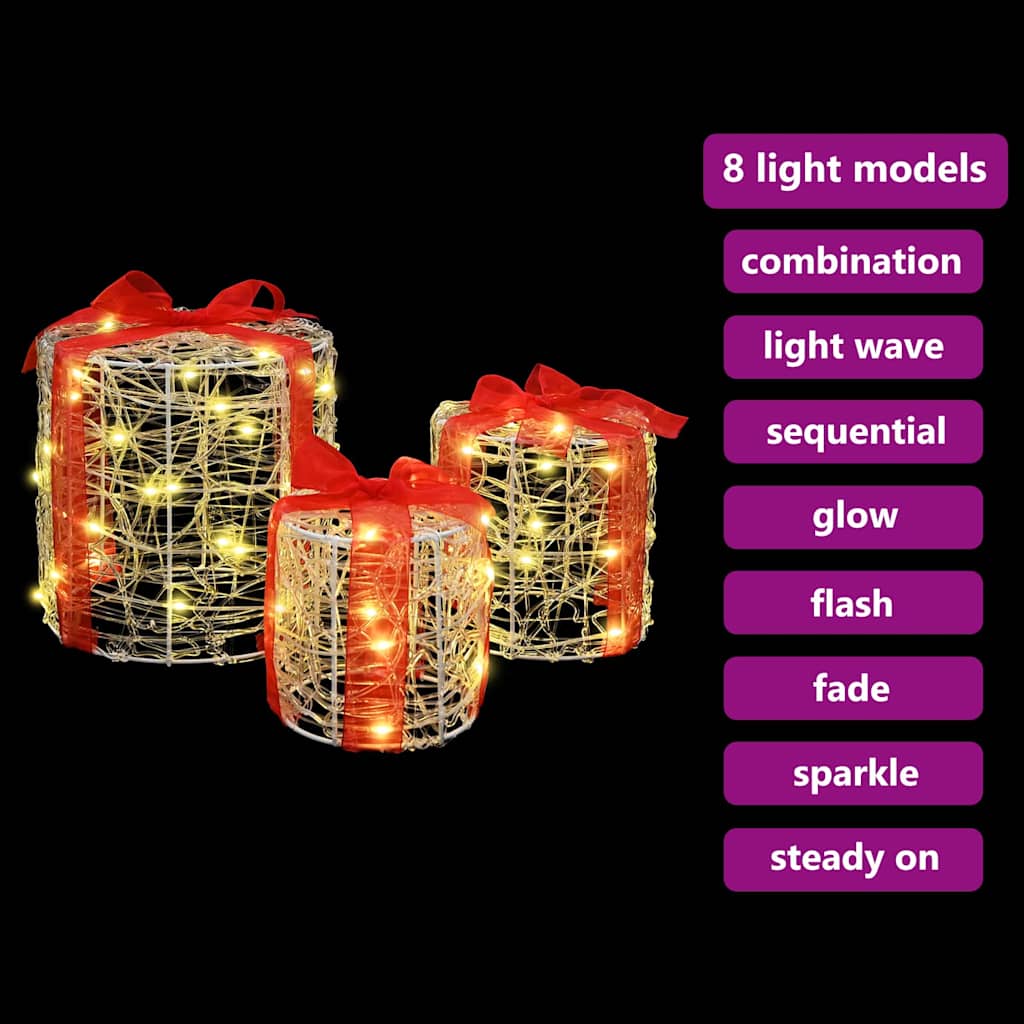 Décoration de boîte cadeau 3 pcs Blanc chaud 20 x 20 x 21 cm - XIOS