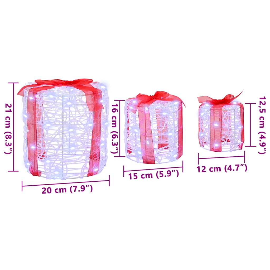 Décoration de boîte cadeau 3 pcs Blanc froid 20 x 20 x 21 cm - XIOS