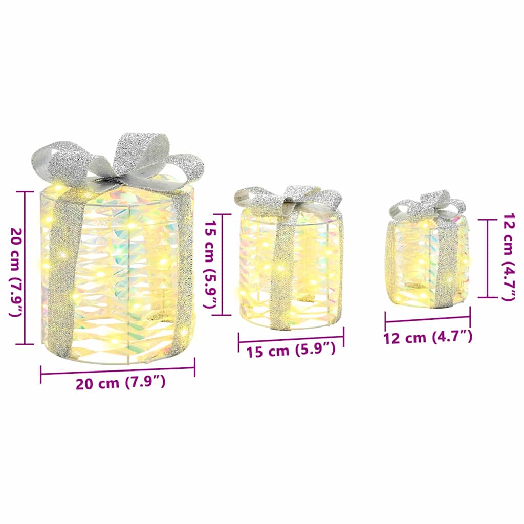 Décoration de boîte cadeau avec 60 LED 3 pcs Blanc chaud PET - XIOS