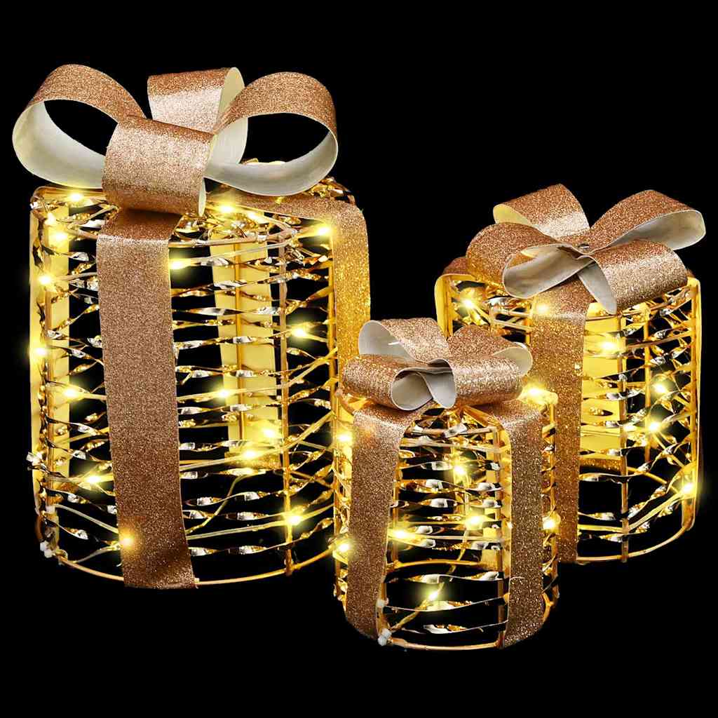 Décoration de boîte cadeau avec 60 LED 3 pcs Blanc chaud PET - XIOS