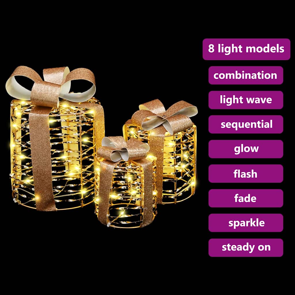 Décoration de boîte cadeau avec 60 LED 3 pcs Blanc chaud PET - XIOS