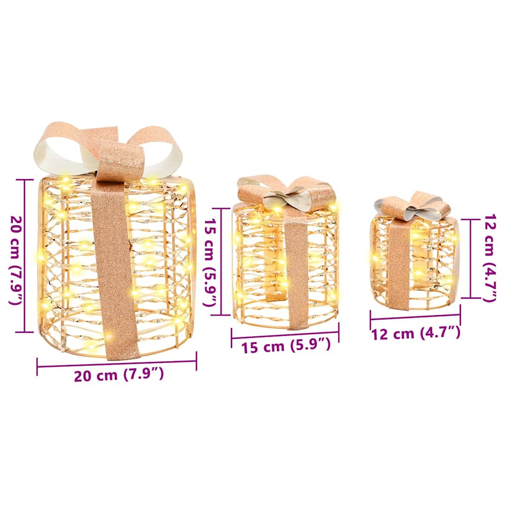 Décoration de boîte cadeau avec 60 LED 3 pcs Blanc chaud PET - XIOS