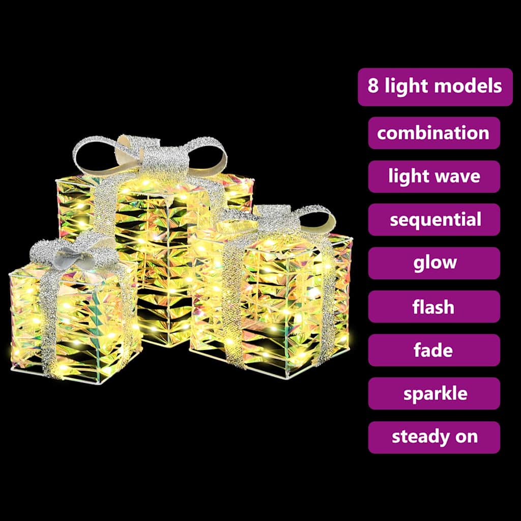 Boîte Cadeau avec 60 LED 3 pcs Blanc chaud 20 x 20 x 20 cm PET - XIOS