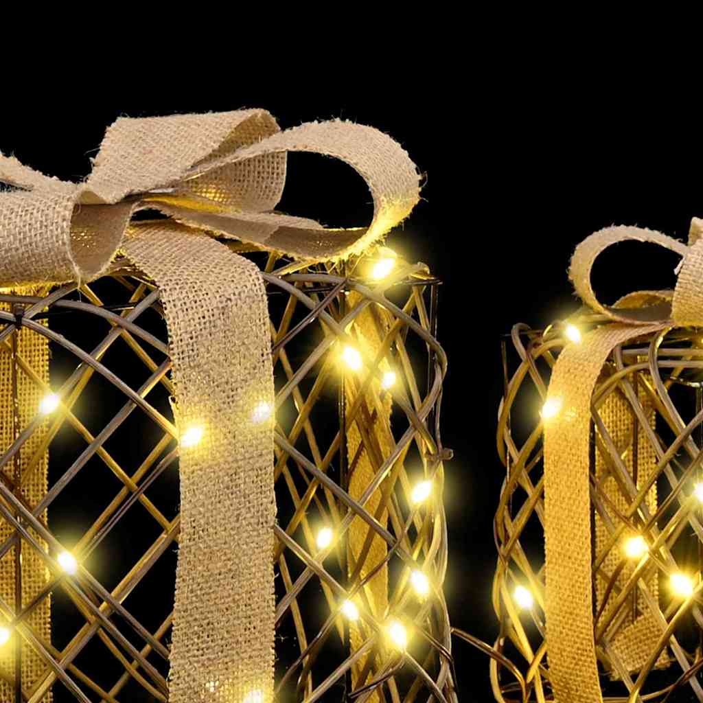 Boîte Cadeau 3 pcs Blanc chaud 20 x 20 x 20 cm Rotin - XIOS