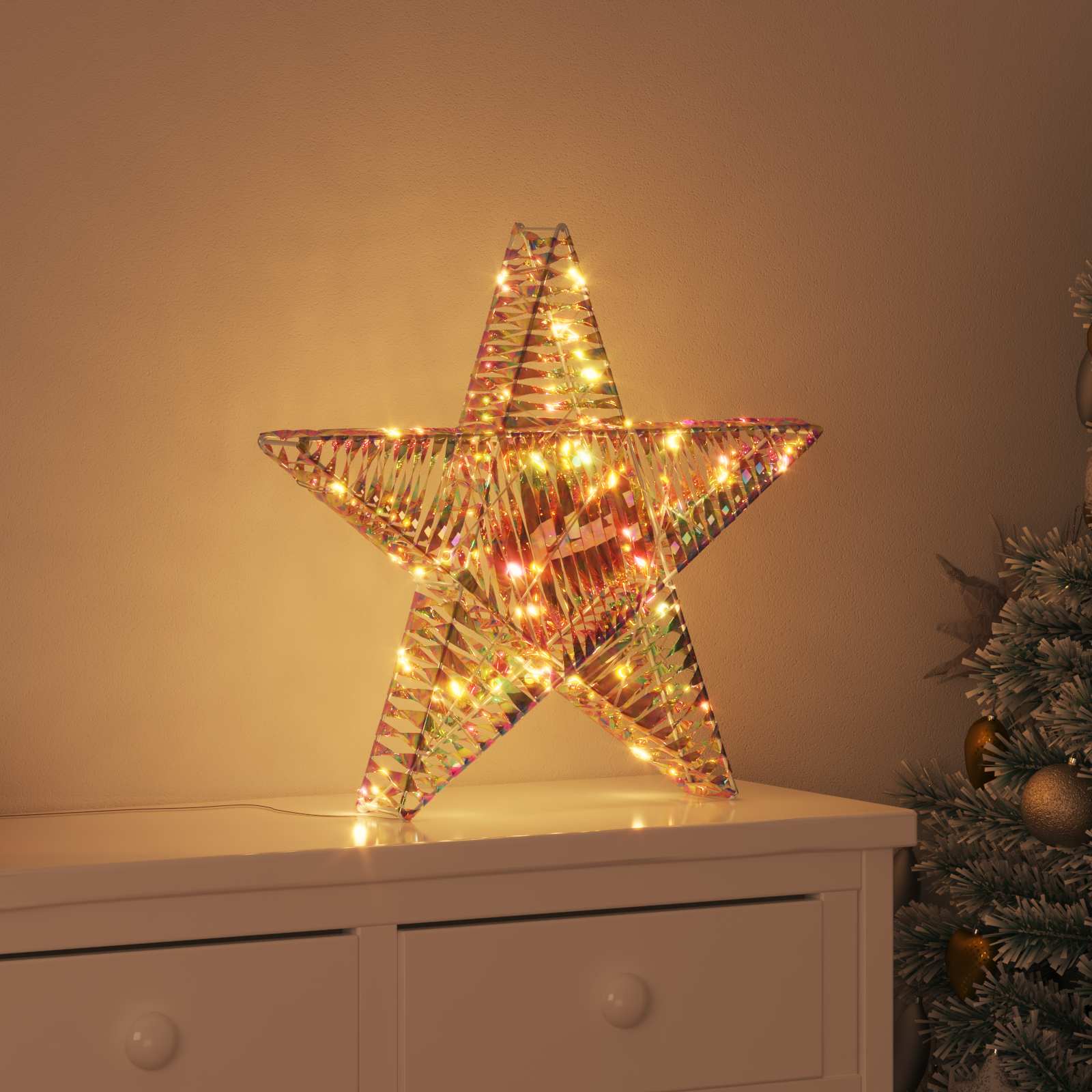 Étoile en 3D avec 50 LED Blanc chaud 55 x 52.5 x 9 cm PET - XIOS