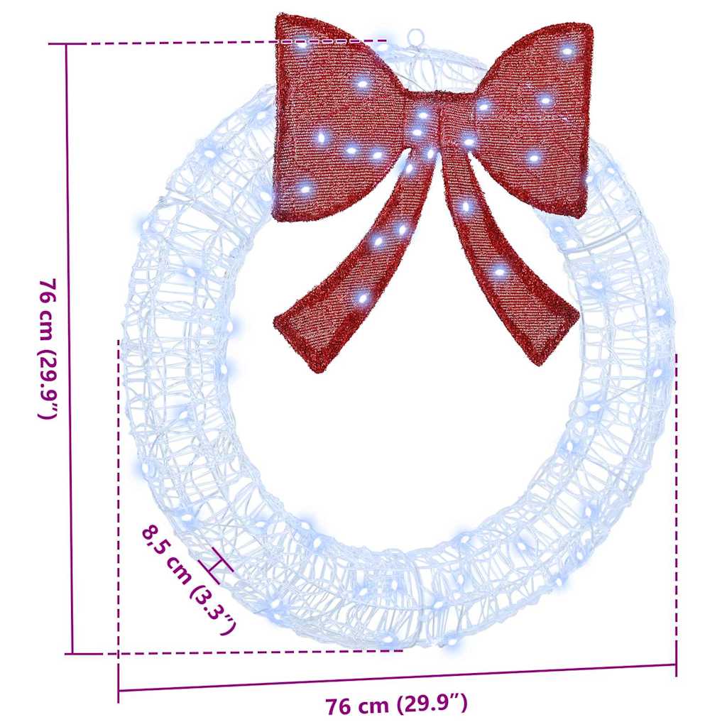 Couronne avec 60 LED Blanc froid 75 cm Acrylique - XIOS