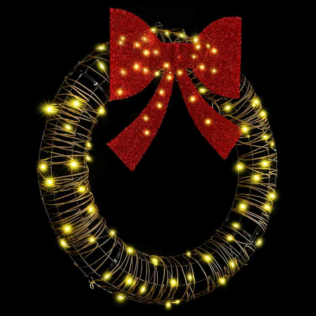 Couronne avec 80 LED Blanc chaud 90 x 90 x 9 cm Rotin - XIOS