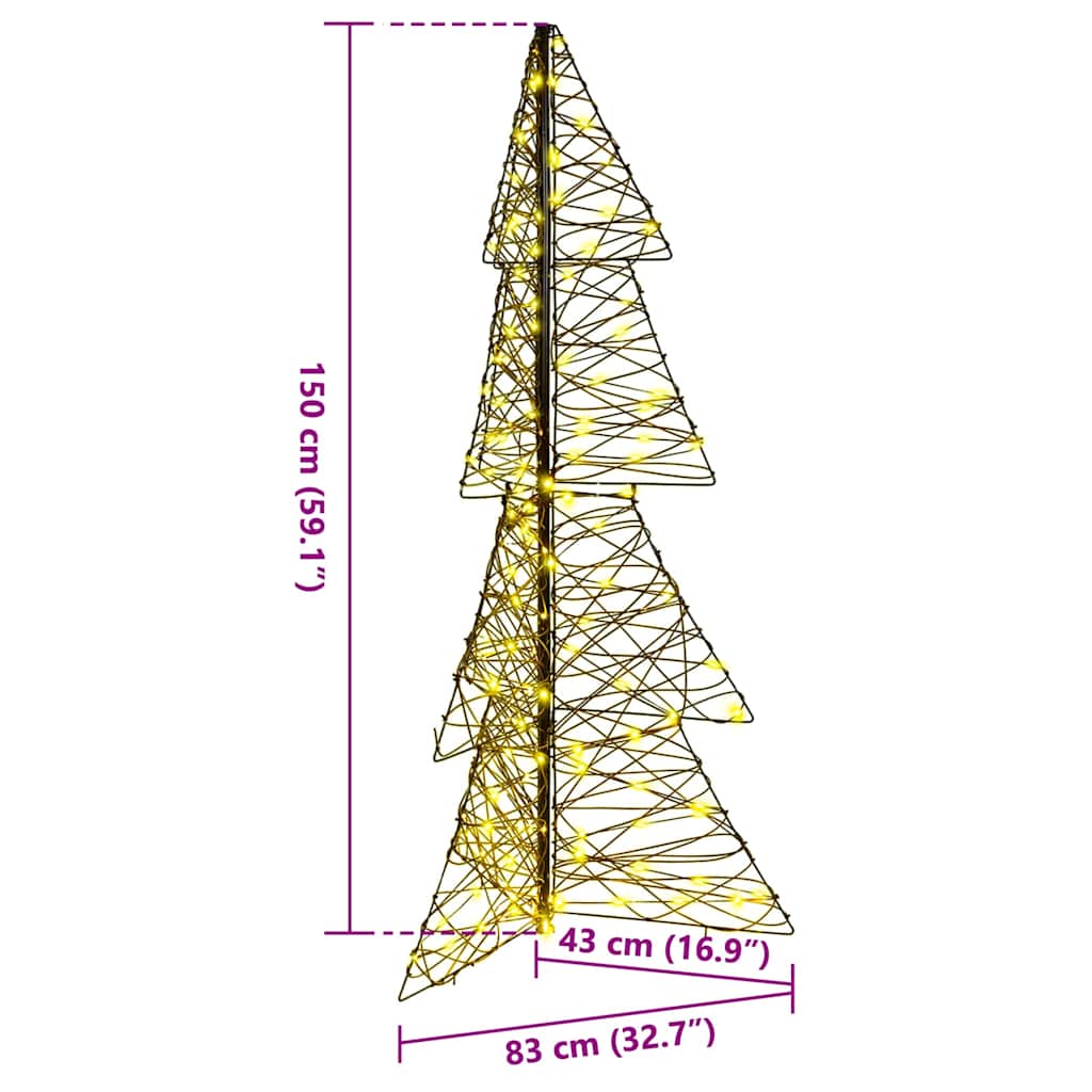 Sapin de Noël avec 160 LED Blanc chaud 150 cm Rotin - XIOS
