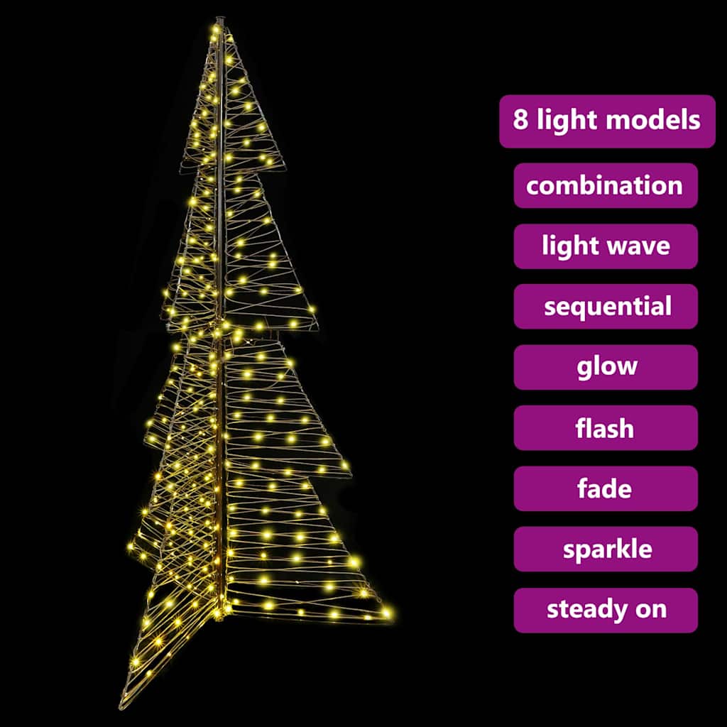 Sapin de Noël avec 240 LED Blanc chaud 180 cm Rotin - XIOS