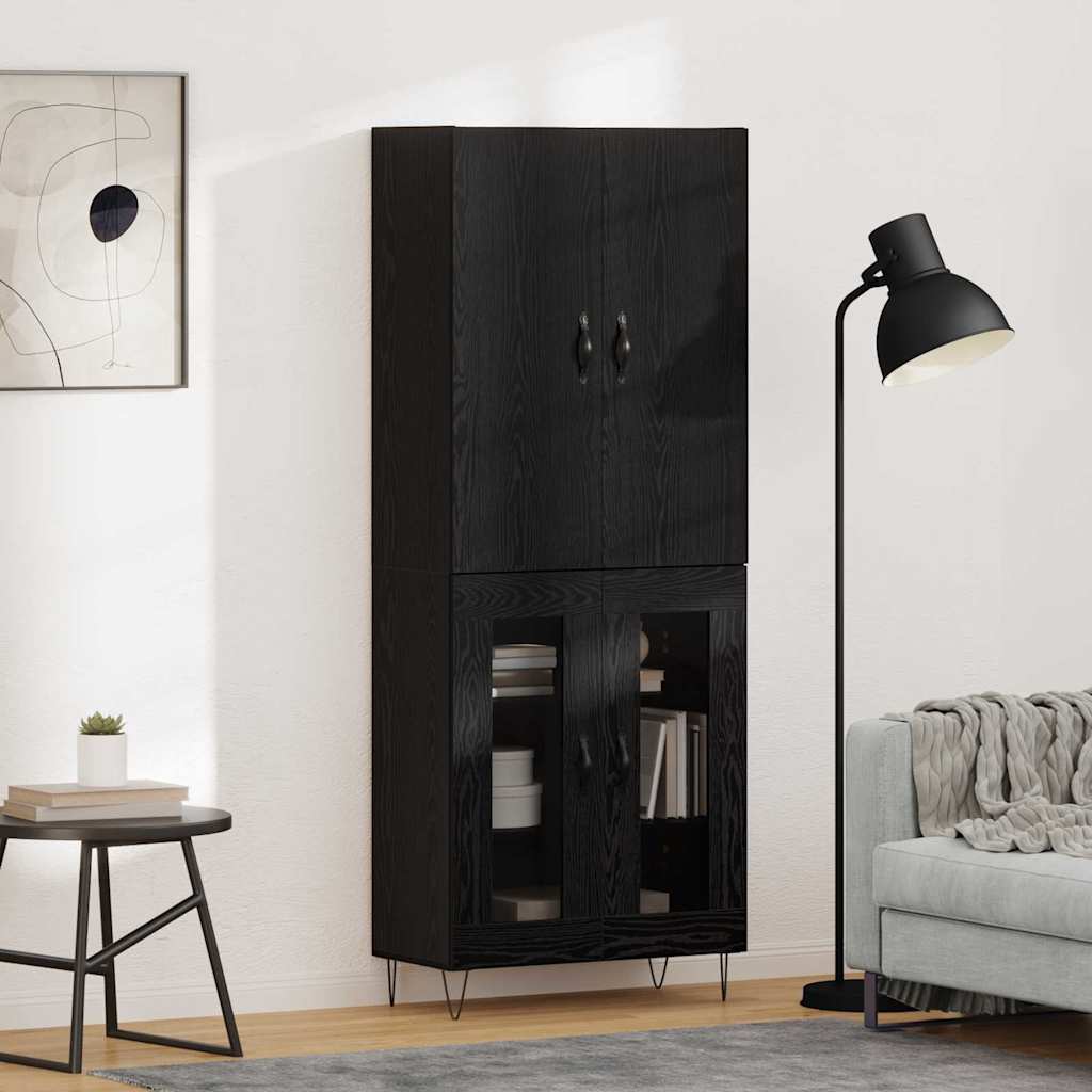 Haut Armoire 2 pcs Chêne noir Bois d'ingénierie et verre - XIOS