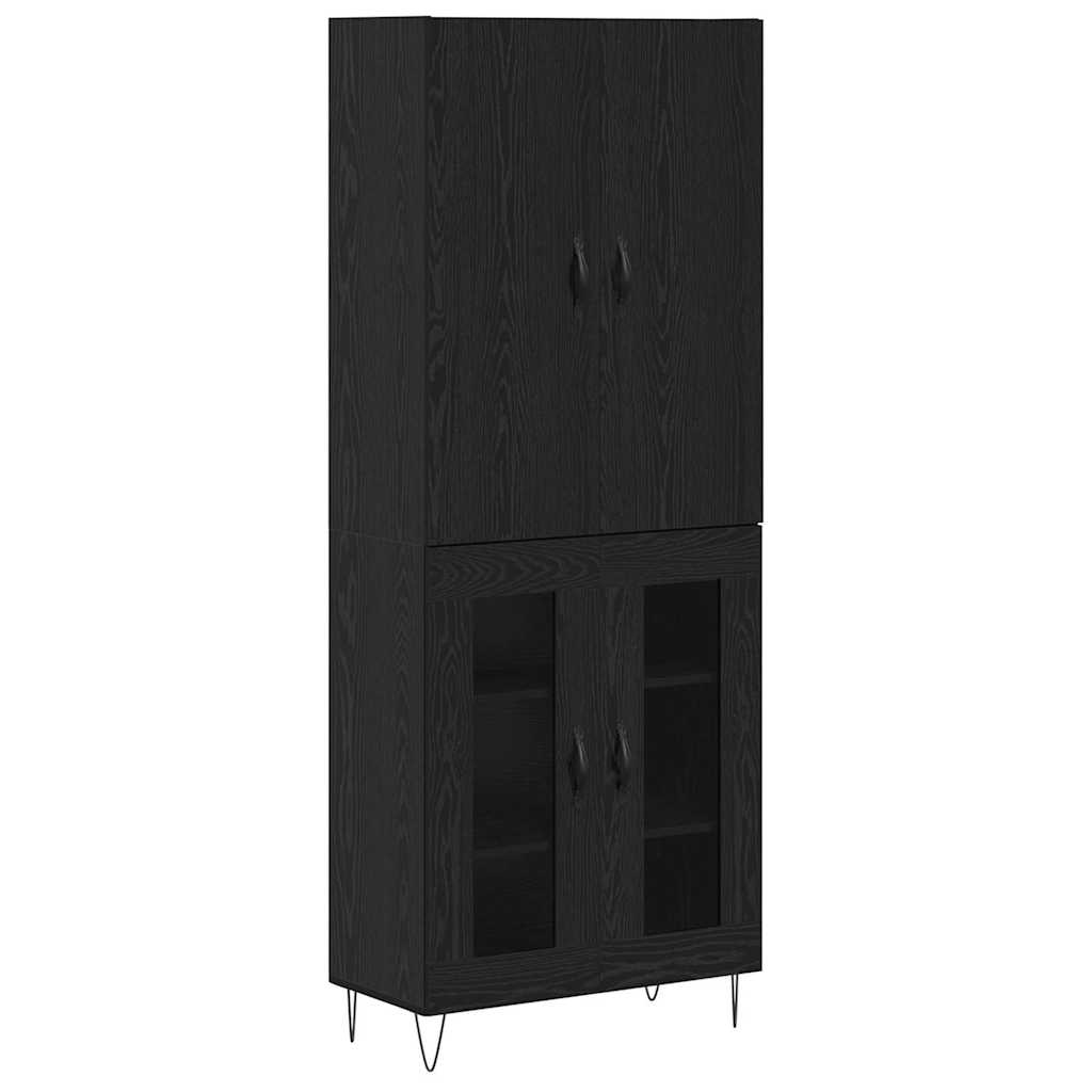Haut Armoire 2 pcs Chêne noir Bois d'ingénierie et verre - XIOS