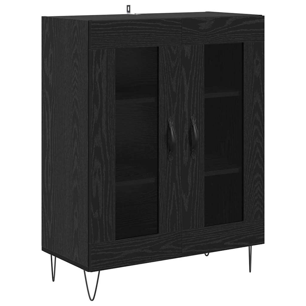 Haut Armoire 2 pcs Chêne noir Bois d'ingénierie et verre - XIOS