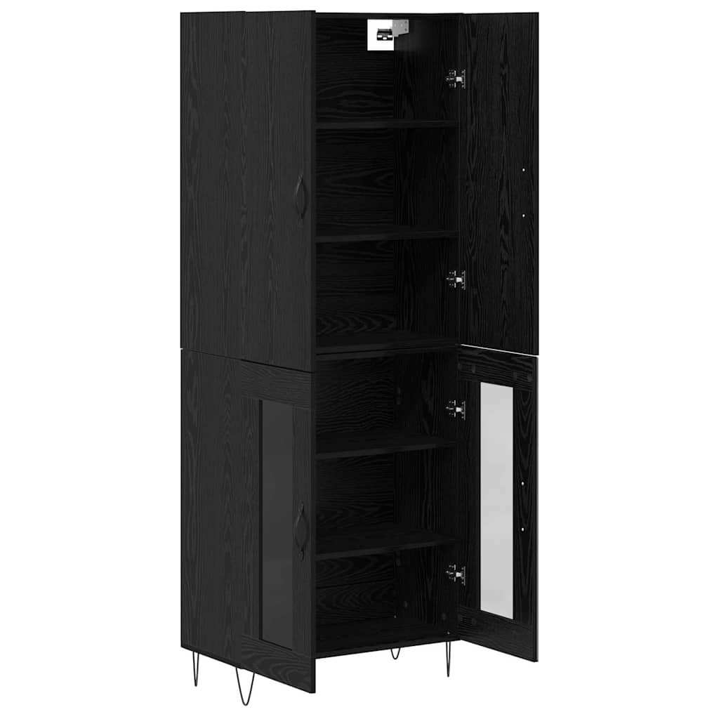 Haut Armoire 2 pcs Chêne noir Bois d'ingénierie et verre - XIOS