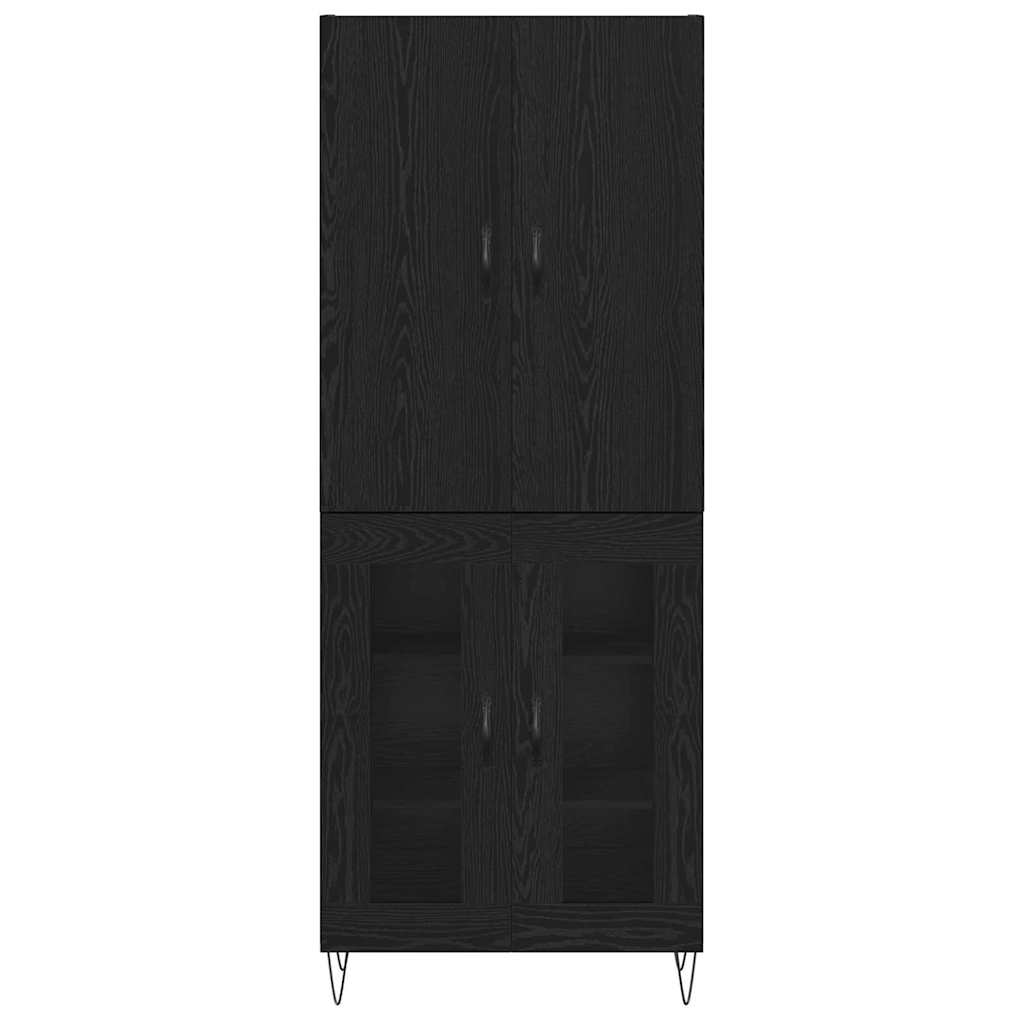 Haut Armoire 2 pcs Chêne noir Bois d'ingénierie et verre - XIOS