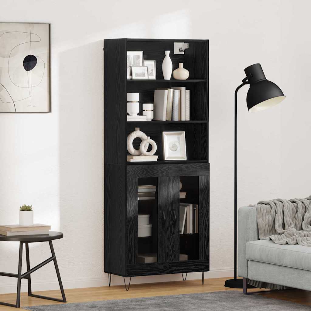 Haut Armoire 2 pc Chêne noir 69,5 x 34 x 180 cm