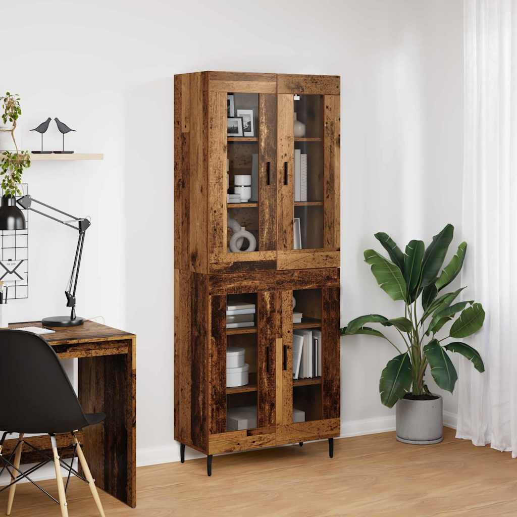 Haut Armoire 2 pcs Bois Ancien Bois Aggloméré et Verre - XIOS