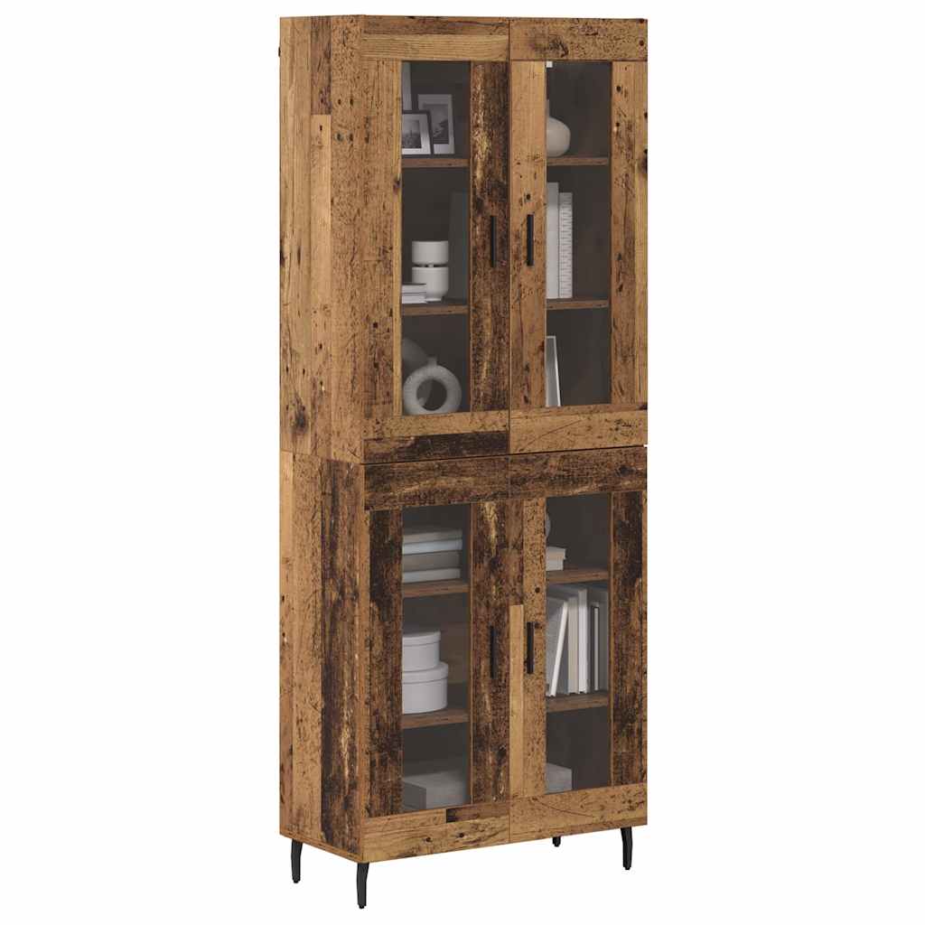 Haut Armoire 2 pcs Bois Ancien Bois Aggloméré et Verre - XIOS
