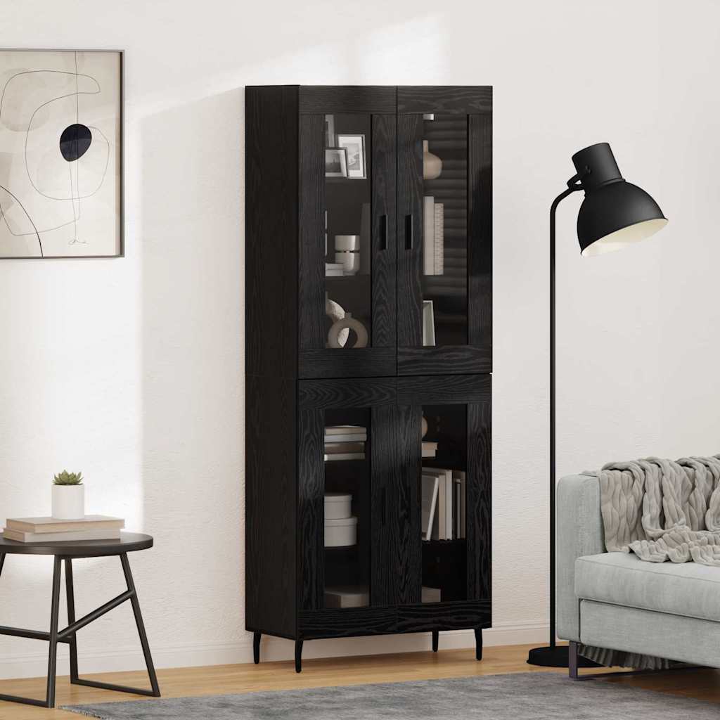 Haut Armoire 2 pcs Chêne noir Bois Aggloméré et Verre - XIOS