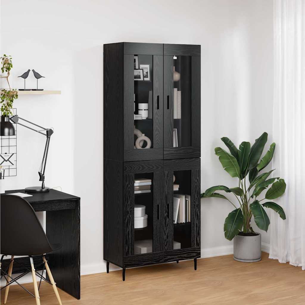Haut Armoire 2 pc Chêne noir 69,5 x 34 x 180 cm