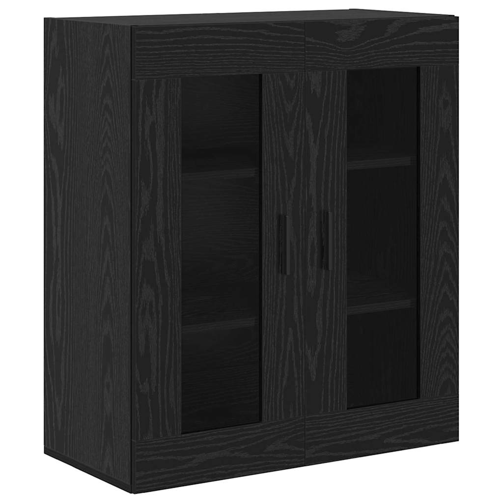 Haut Armoire 2 pcs Chêne noir Bois Aggloméré et Verre - XIOS