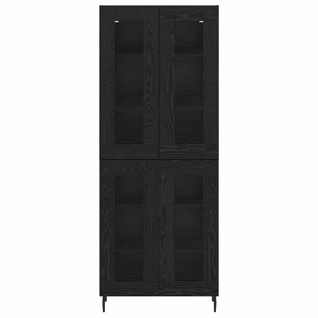 Haut Armoire 2 pcs Chêne noir Bois Aggloméré et Verre - XIOS