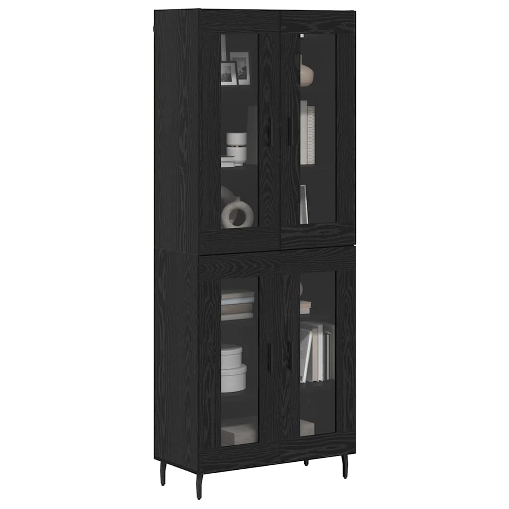 Haut Armoire 2 pcs Chêne noir Bois Aggloméré et Verre - XIOS