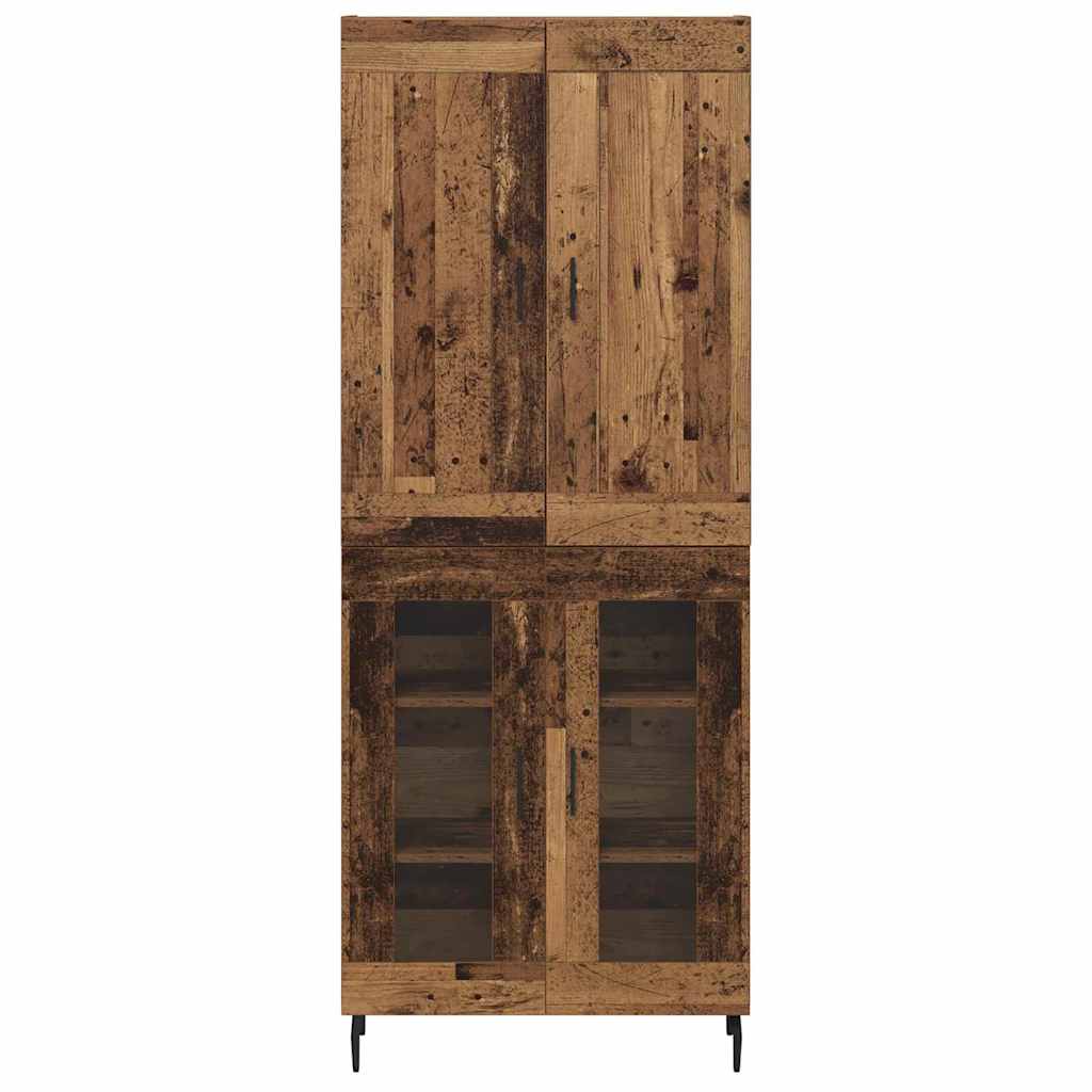 Haut Armoire 2 pcs Bois Ancien Bois Aggloméré et Verre - XIOS