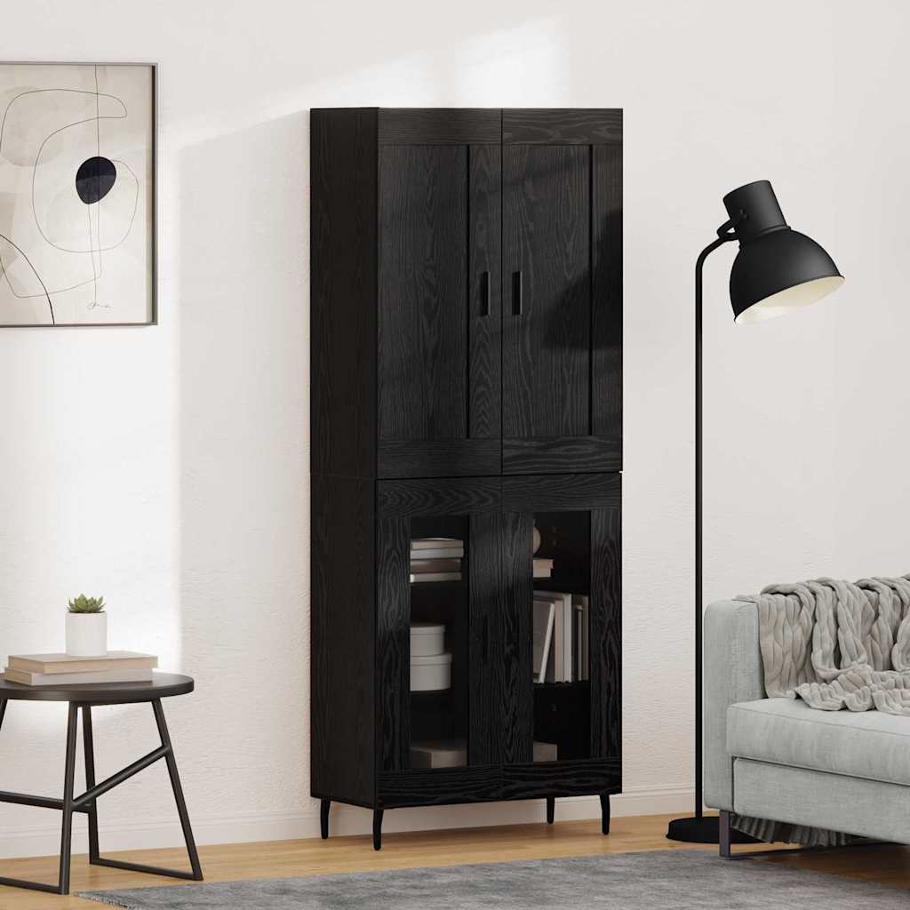 Haut Armoire 2 pcs Chêne noir Bois Aggloméré et Verre - XIOS