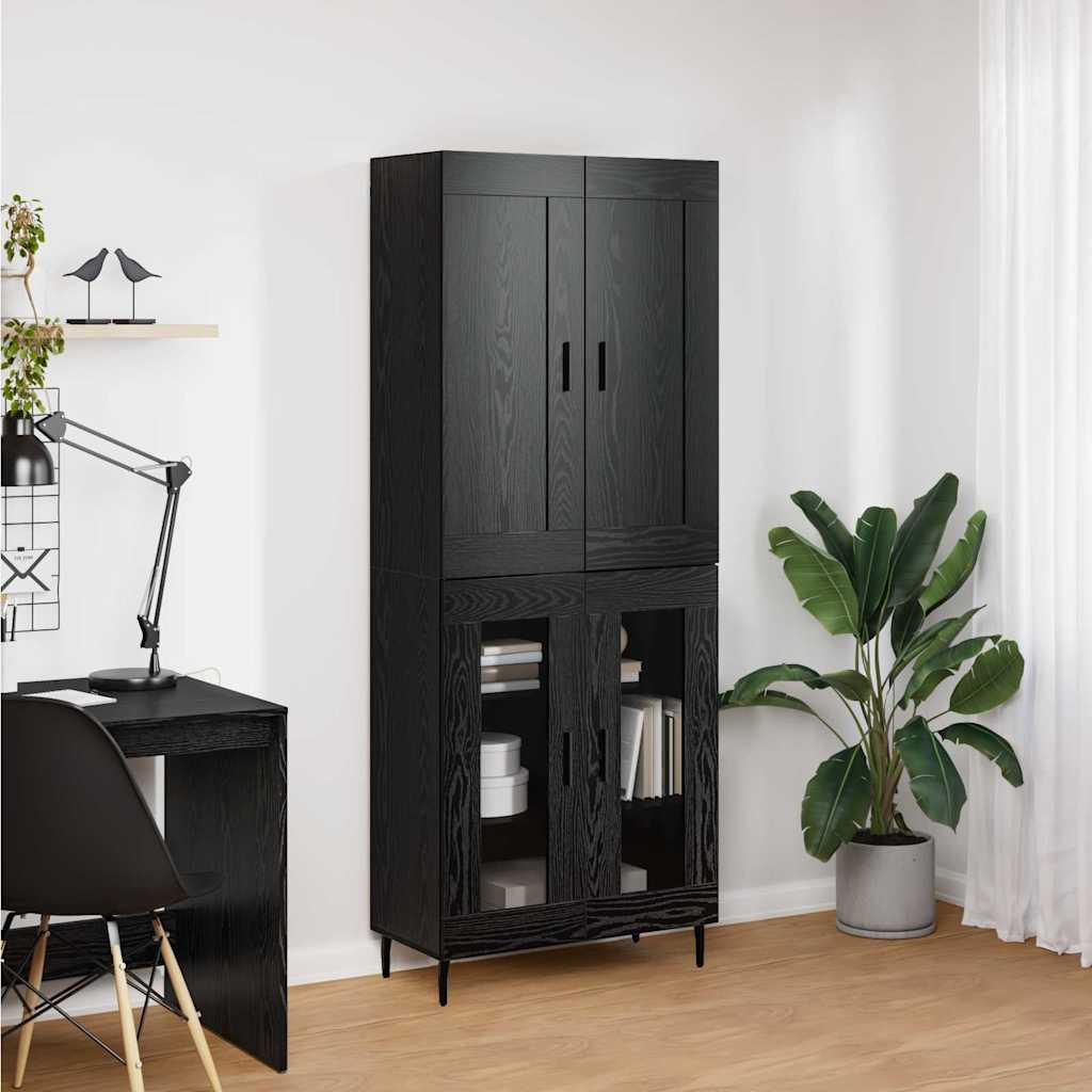 Haut Armoire 2 pc Chêne noir 69,5 x 34 x 180 cm