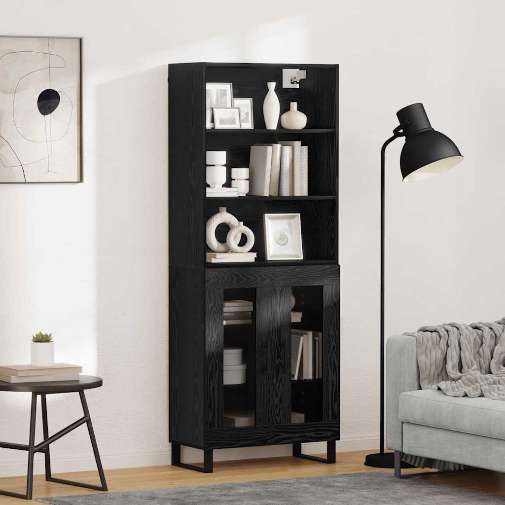 Haut Armoire 2 pcs Chêne noir Bois d'ingénierie - XIOS