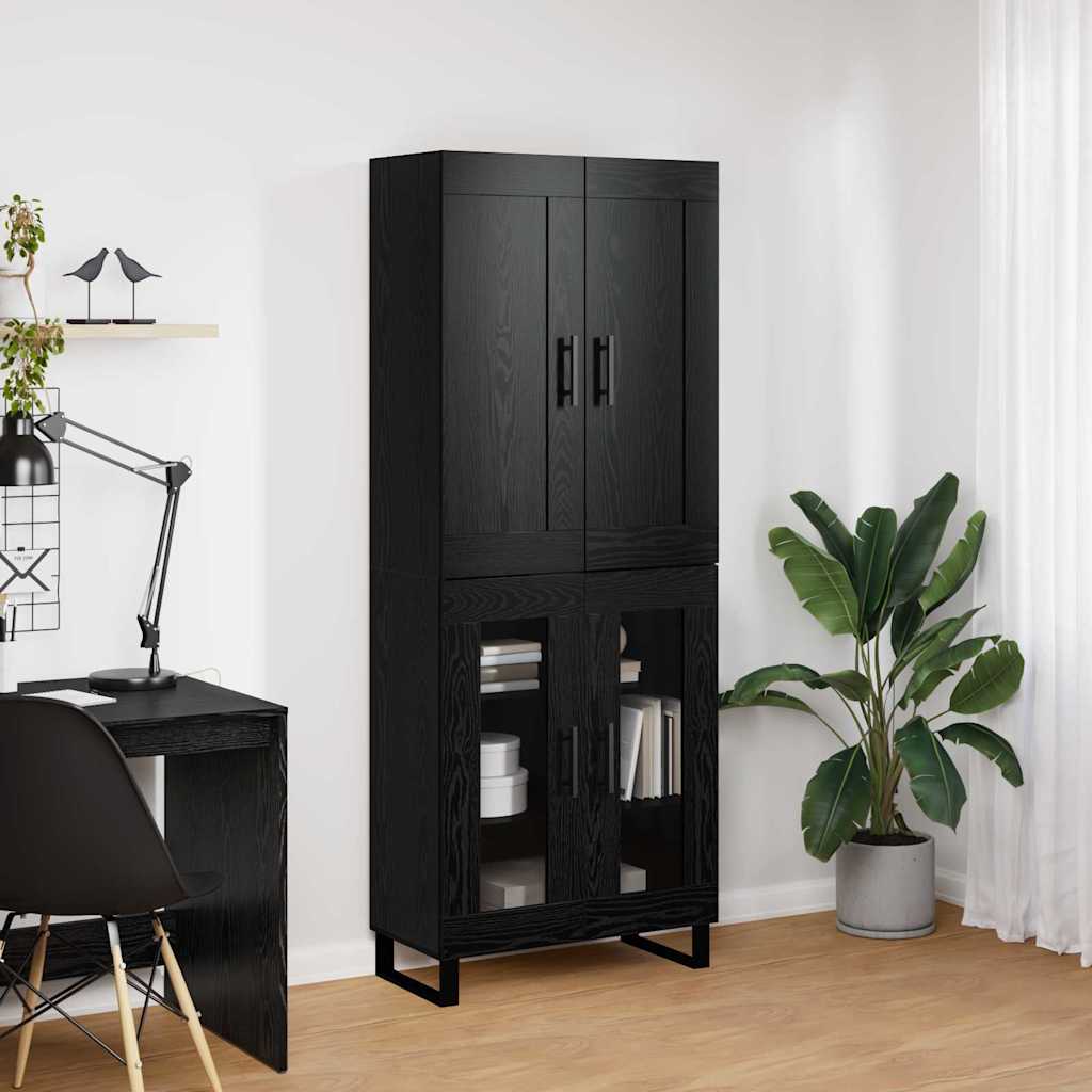 Haut Armoire 2 pc Chêne noir 69,5 x 34 x 180 cm