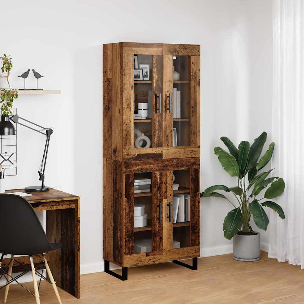 Haut Armoire 2 pcs Bois Ancien Bois Aggloméré et Verre - XIOS