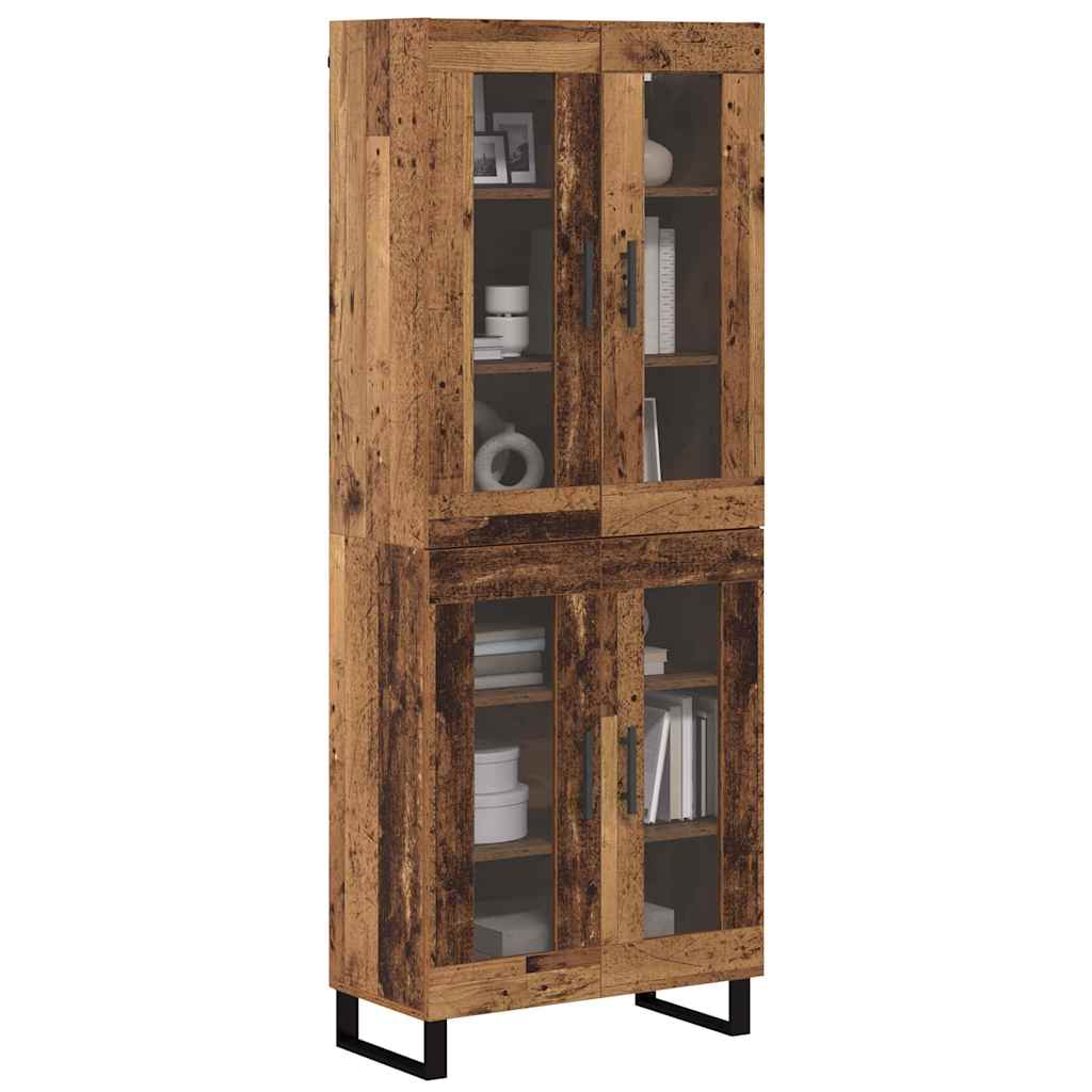 Haut Armoire 2 pcs Bois Ancien Bois Aggloméré et Verre - XIOS