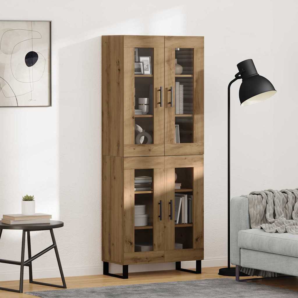 Haut Armoire 2 pcs Chêne artisanal Bois Aggloméré et Verre - XIOS