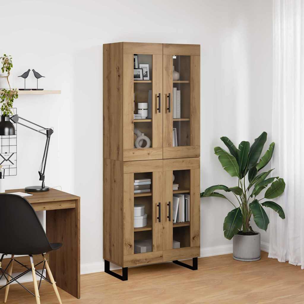 Haut Armoire 2 pcs Chêne artisanal Bois Aggloméré et Verre - XIOS